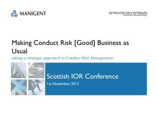 Scottish IOR Conference 1st November, 2013