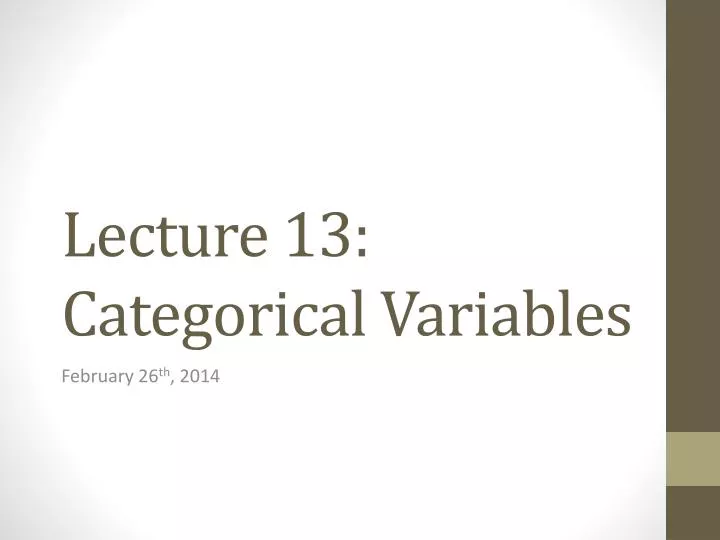 lecture 13 categorical variables