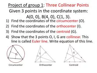 Find the coordinates of the circumcenter (O). Find the coordinates of the orthocenter (I).