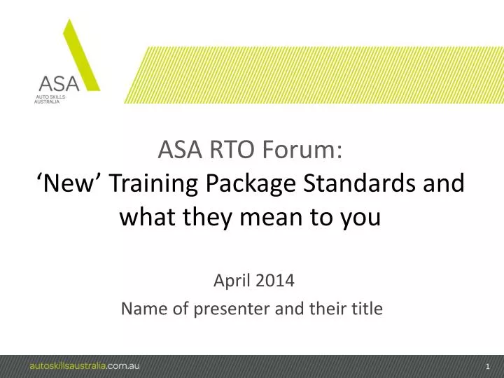 asa rto forum new training package standards and what they mean to you