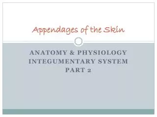 Appendages of the Skin