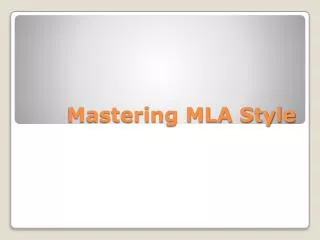 Mastering MLA Style