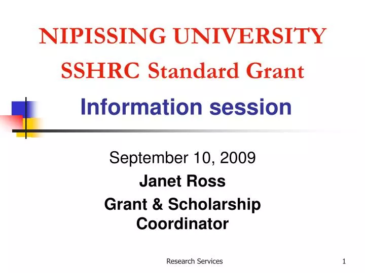 nipissing university sshrc standard grant information session