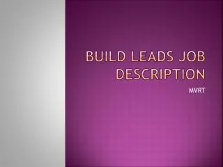 Build Leads Job Description