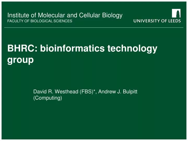 bhrc bioinformatics technology group
