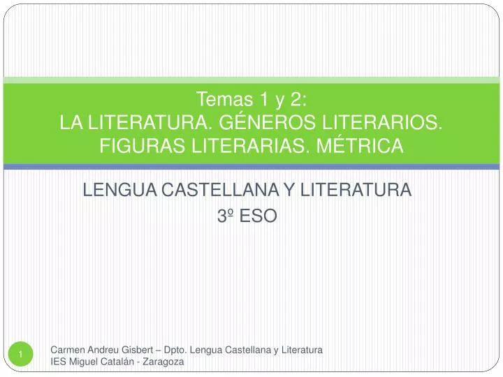 temas 1 y 2 la literatura g neros literarios figuras literarias m trica