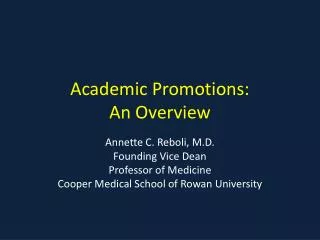 Academic Promotions: An Overview