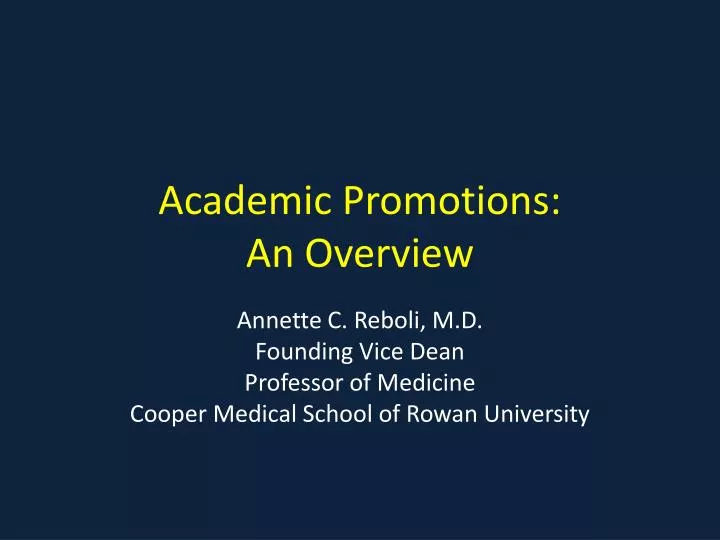academic promotions an overview
