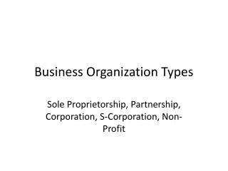 Business Organization Types