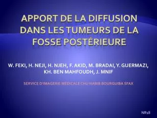 apport de la diffusion dans les tumeurs de la fosse post rieure