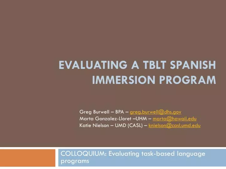evaluating a tblt spanish immersion program