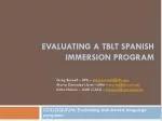 Evaluating a TBLT Spanish immersion program - slide 1
