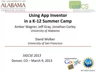 Using App Inventor in a K-12 Summer Camp