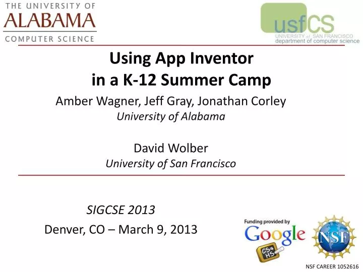 using app inventor in a k 12 summer camp