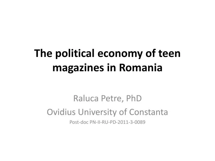 the political economy of teen magazines in romania