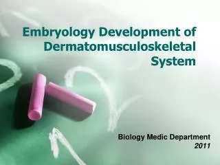Embryology Development of Dermatomusculoskeletal System