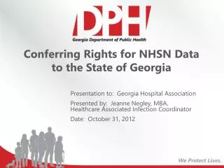 Conferring Rights for NHSN Data to the State of Georgia