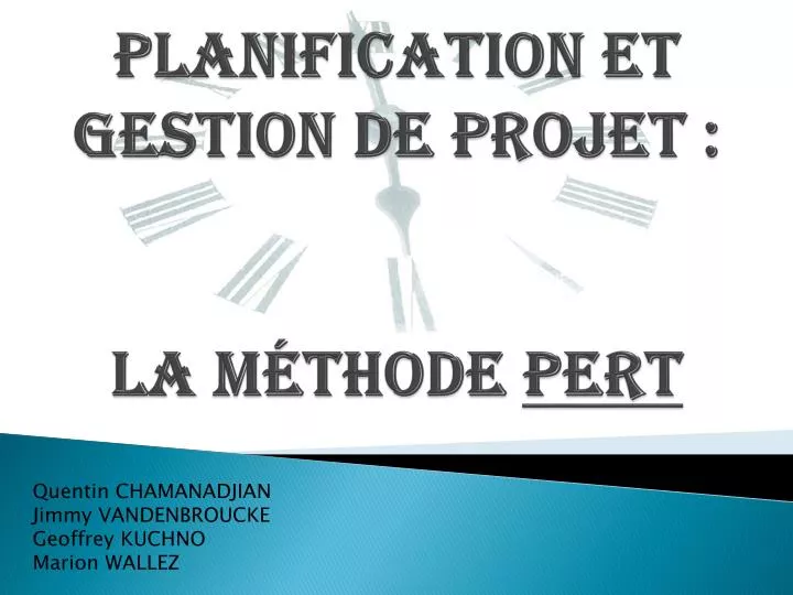 planification et gestion de projet la m thode pert