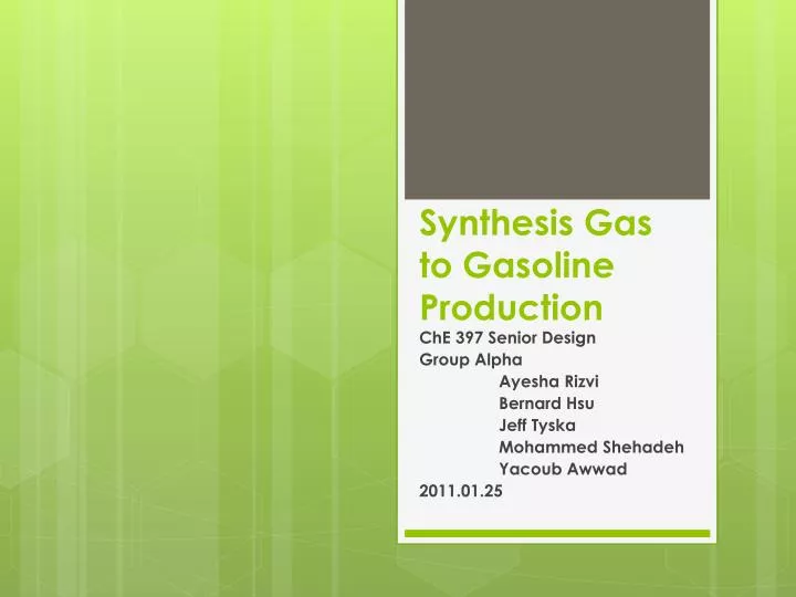 synthesis gas to gasoline production