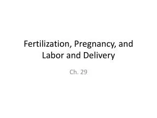 Fertilization, Pregnancy, and Labor and Delivery