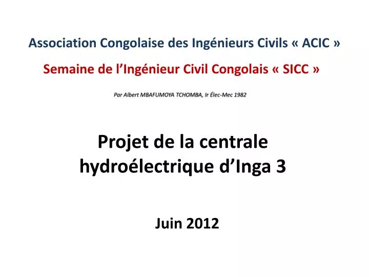 association congolaise des ing nieurs civils acic