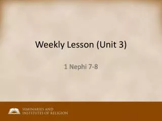 Weekly Lesson (Unit 3)