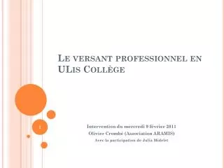 le versant professionnel en ulis coll ge
