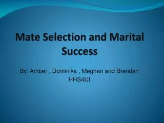 Mate Selection and Marital Success