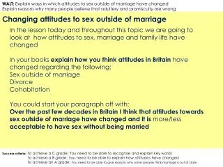 Changing attitudes to sex outside of marriage