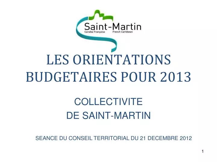 les orientations budgetaires pour 2013