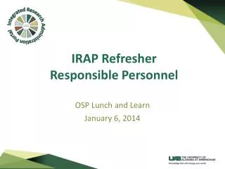 IRAP Refresher Responsible Personnel