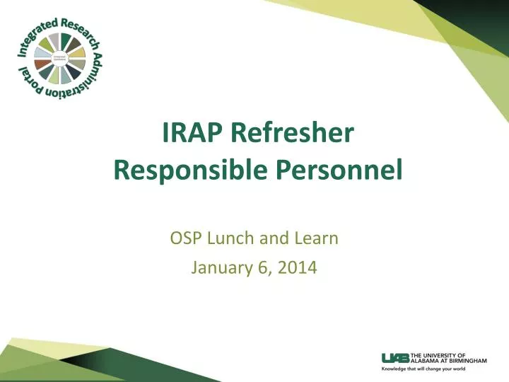 irap refresher responsible personnel