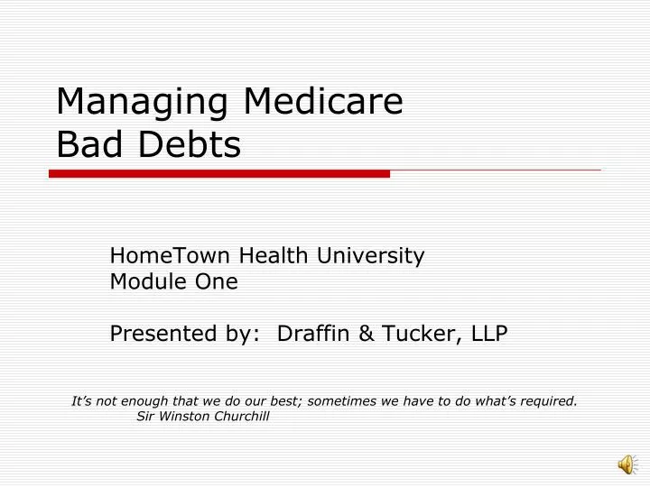 managing medicare bad debts
