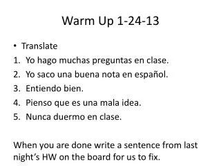 warm up 1 24 13