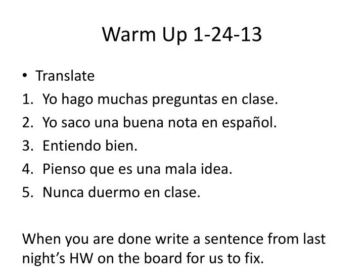 warm up 1 24 13