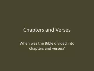 chapters and verses