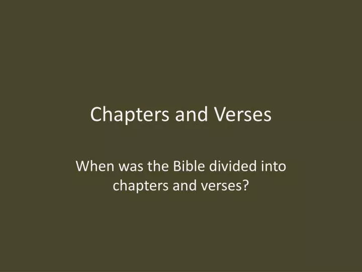 chapters and verses