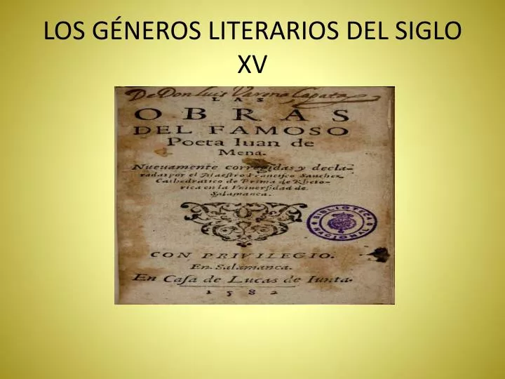 los g neros literarios del siglo xv