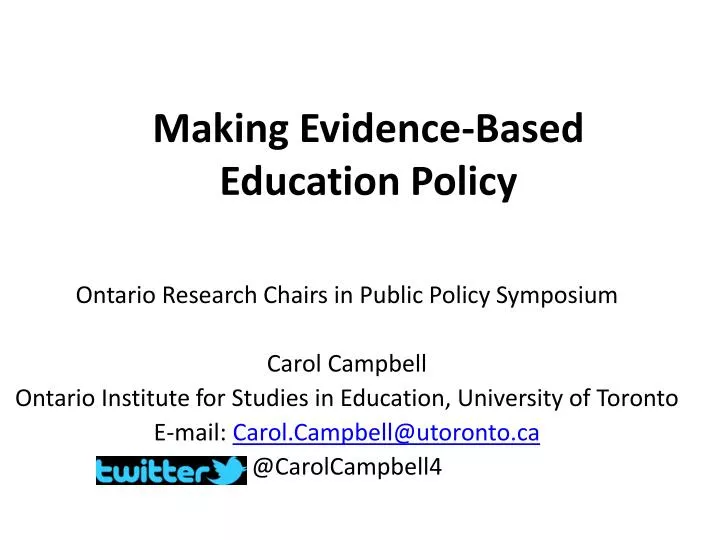 making evidence based education policy