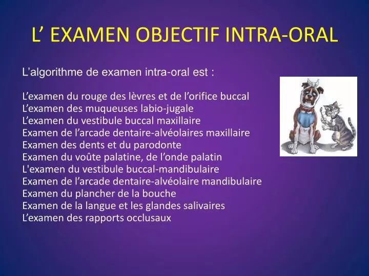 l examen objectif intra oral