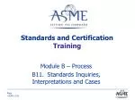 Standards and Certification Training - slide 1