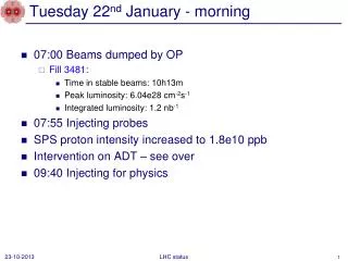 Tuesday 22 nd January - morning