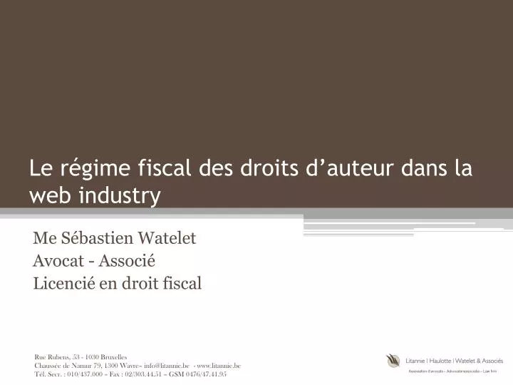 le r gime fiscal des droits d auteur dans la web industry