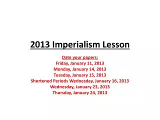 2013 Imperialism Lesson