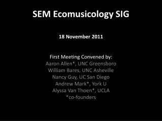 SEM Ecomusicology SIG