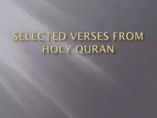 Selected Verses from Holy Quran