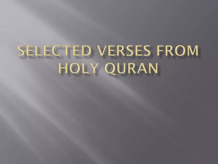 selected verses from holy quran