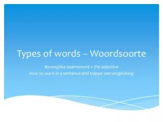 Types of words – Woordsoorte