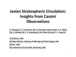 Jovian Stratospheric Circulation: Insights from Cassini Observations