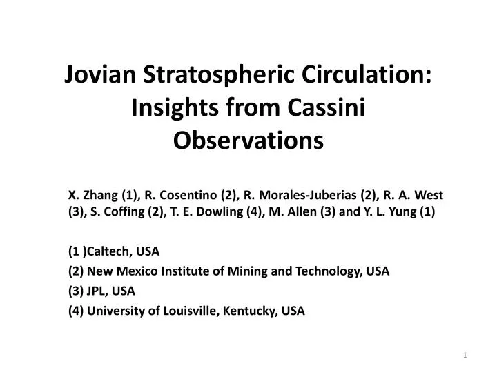 jovian stratospheric circulation insights from cassini observations